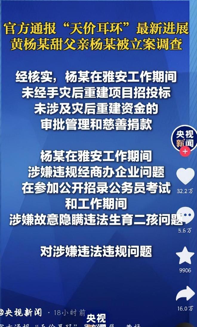 下场黄杨钿甜父亲被正式立案调查冰球突破天价耳环风波不断亲自(图1)