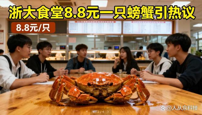 块8一只螃蟹网友：这伙食太离谱！冰球突破豪华版浙大食堂又火了！8(图2)