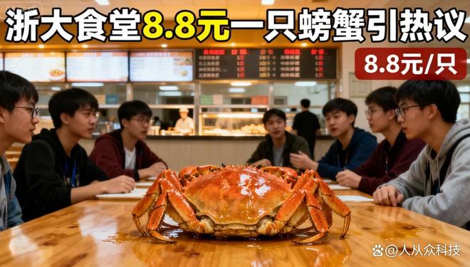 块8一只螃蟹网友：这伙食太离谱！冰球突破豪华版浙大食堂又火了！8(图3)